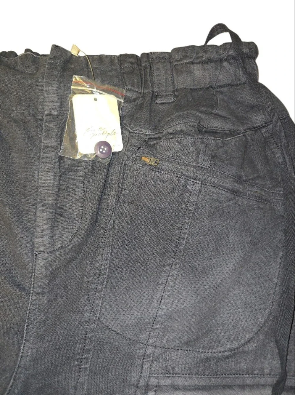 NWT Free People Islands Of Time Utility Shorts In Washed Black Medium
